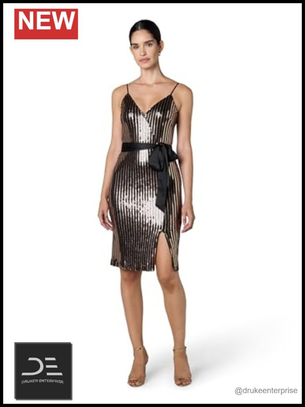 Sequin Sleeveless V-Neck Cocktail Dress